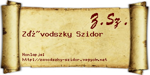 Závodszky Szidor névjegykártya